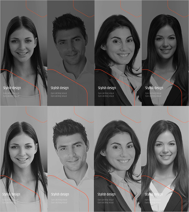 오렌지 육각형 템플릿 – 인재 소개 및 고객 성공 사례