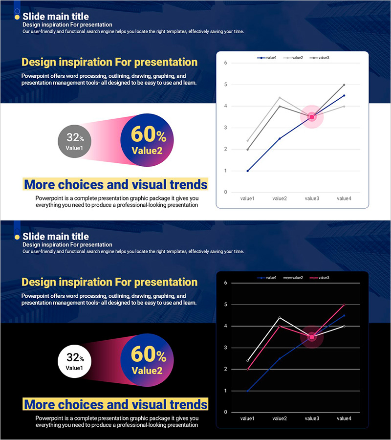 곡선 테마 보라색 템플릿 꺾은선 차트 – 사업추진 전략을 시각화하다