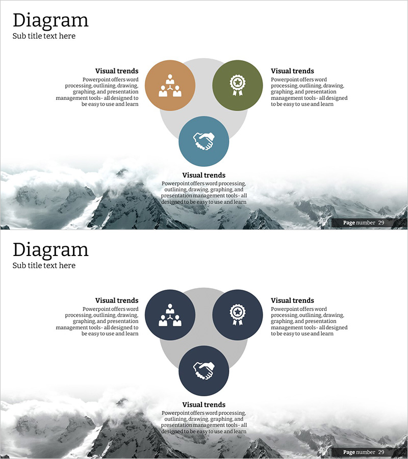 설산 테마 비즈니스 분야 다이어그램 – 매력적인 사업 소개