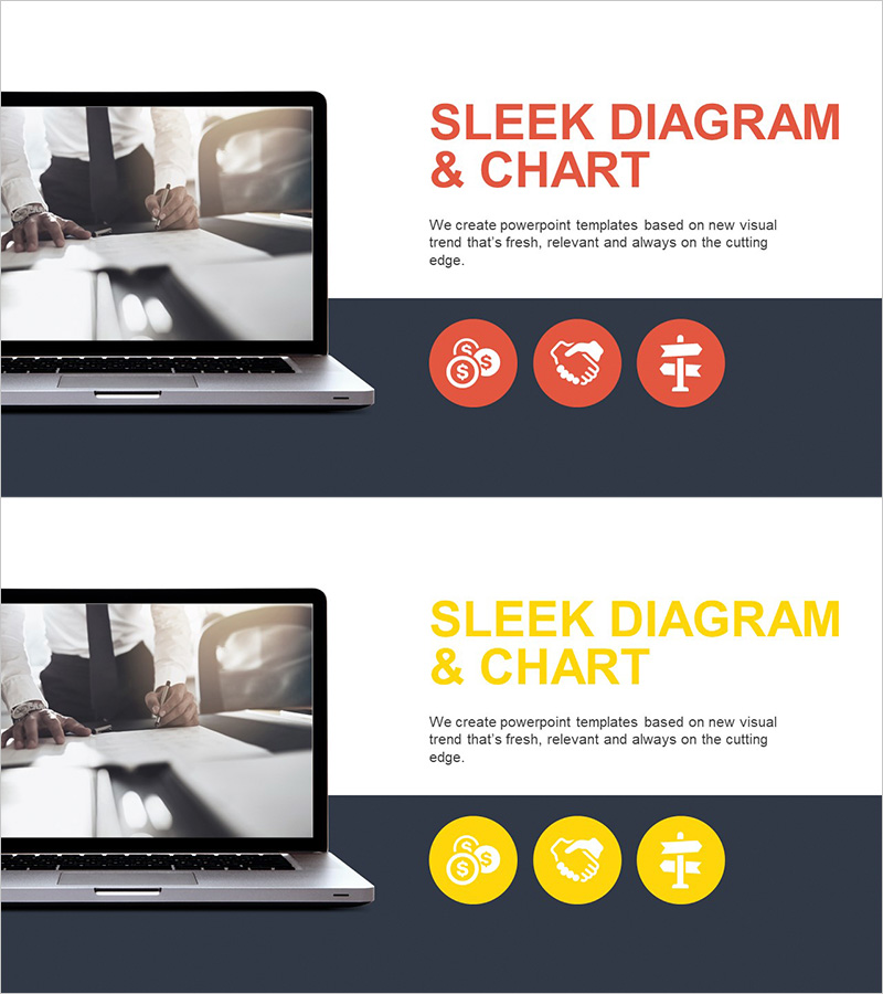 노트북 목업을 활용한 회사 개요 슬라이드