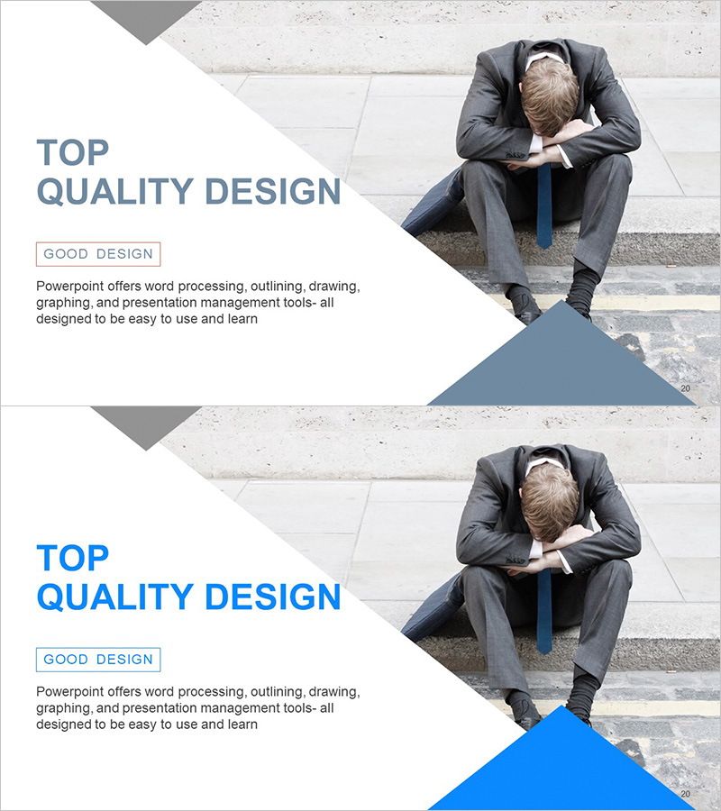 좌절하는 직장인 – 걱정과 불안을 표현한 슬라이드