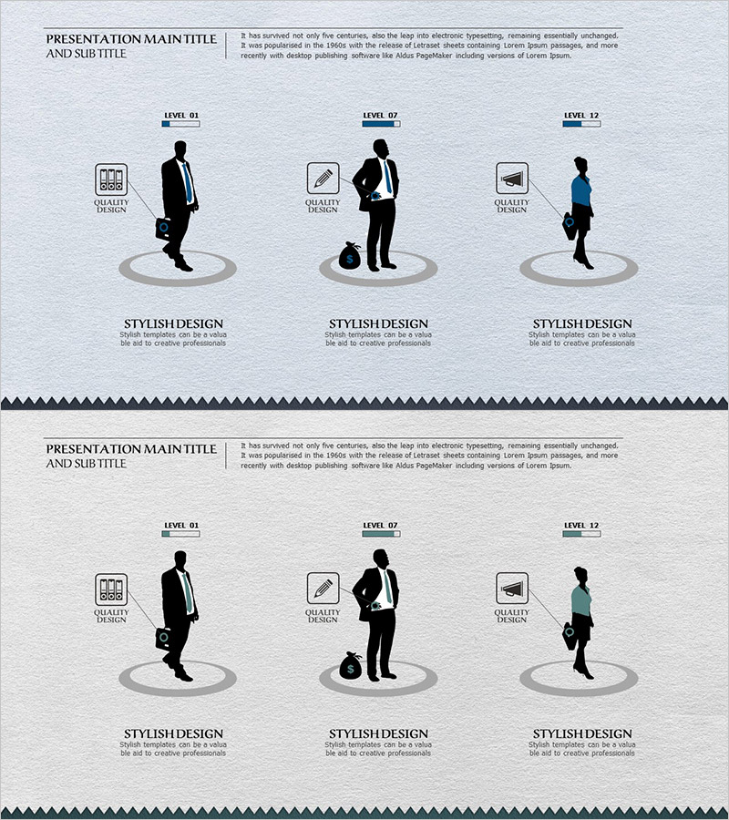 비즈니스맨 능력 평가 슬라이드 – 전문가의 수준을 시각화