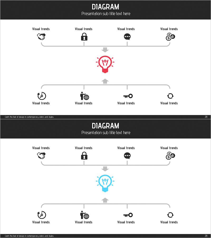 비즈니스 주요 서비스 모음을 위한 다이어그램 슬라이드