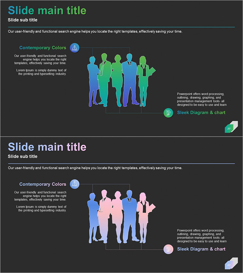 비즈니스맨 실루엣 다이어그램 – 사업 전략의 시각화