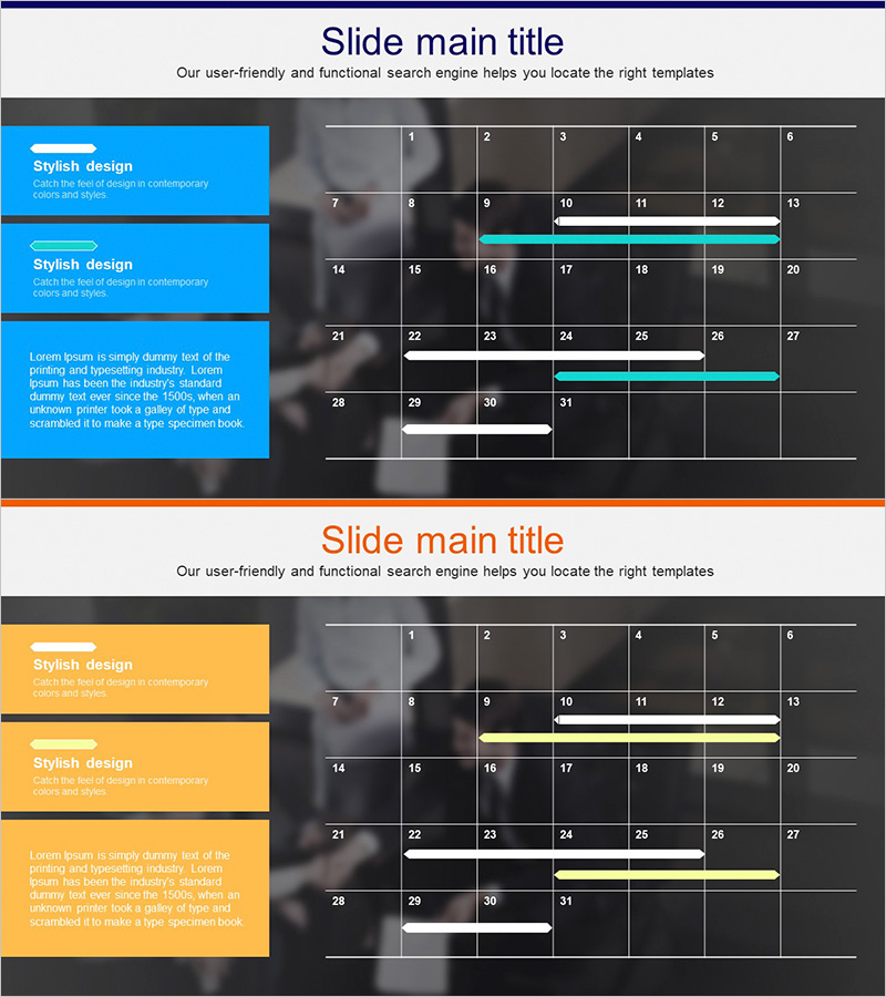 업무 진행 스케줄표 – 체계적이고 스타일리시한 다이어그램