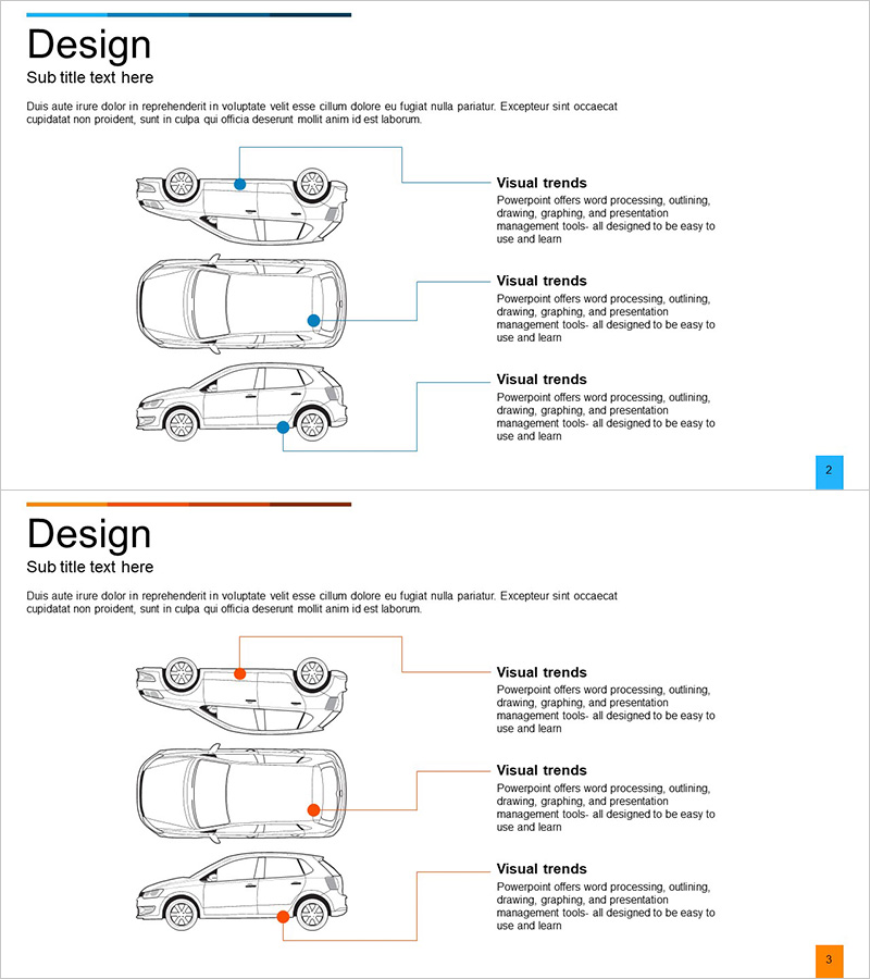 자동차 서비스 구성내용 생동감 있게 표현한 다이어그램 슬라이드