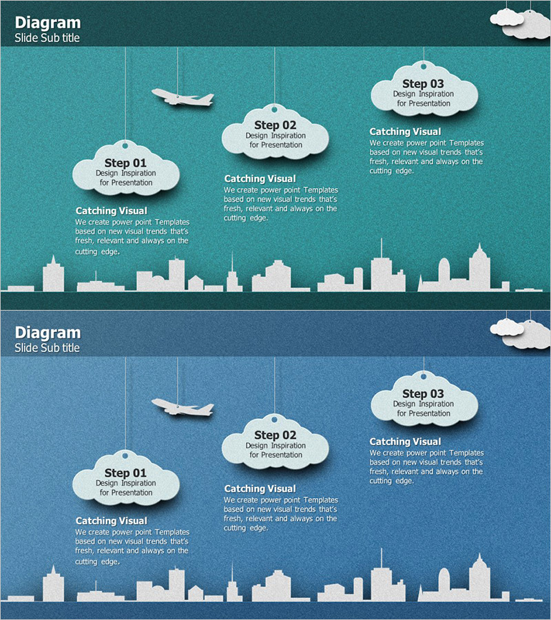 비즈니스 전략 구름 다이어그램 – 명확한 비전과 전략적 흐름