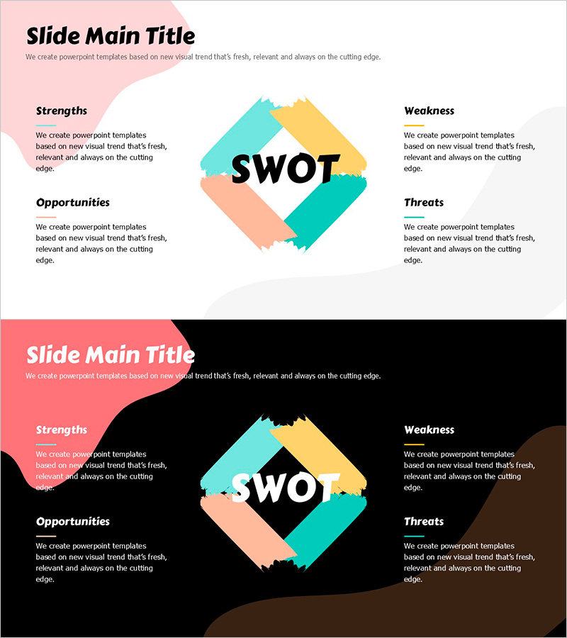SWOT 분석 슬라이드 템플릿 – 봄 파스텔 스타일