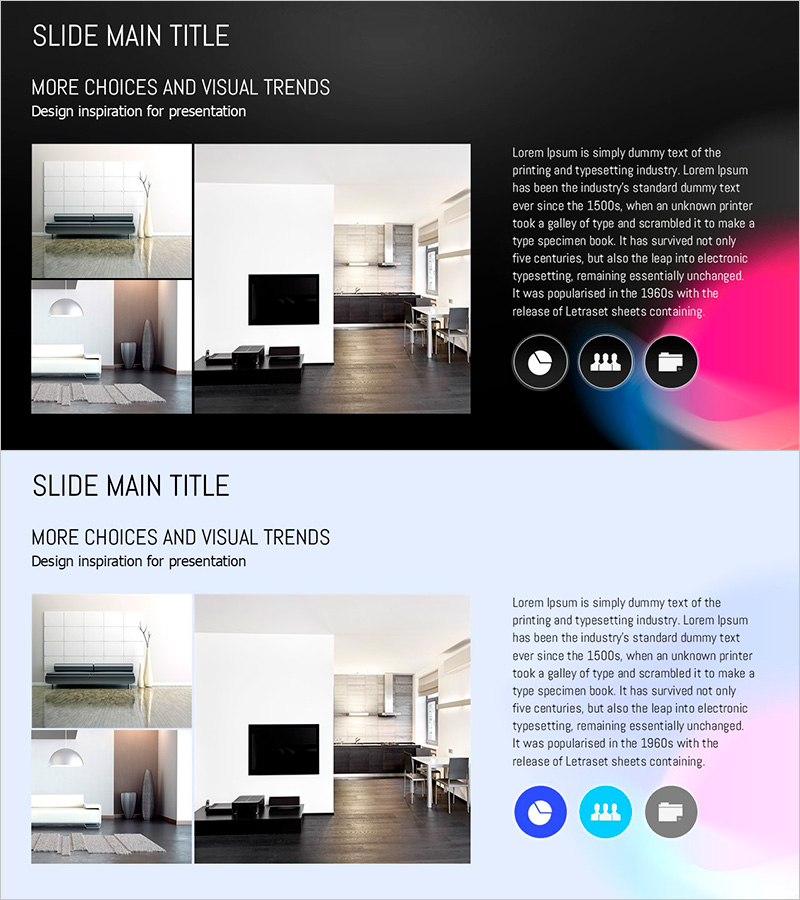 원형 그라데이션 템플릿으로 사업 비전 및 전략 시각화