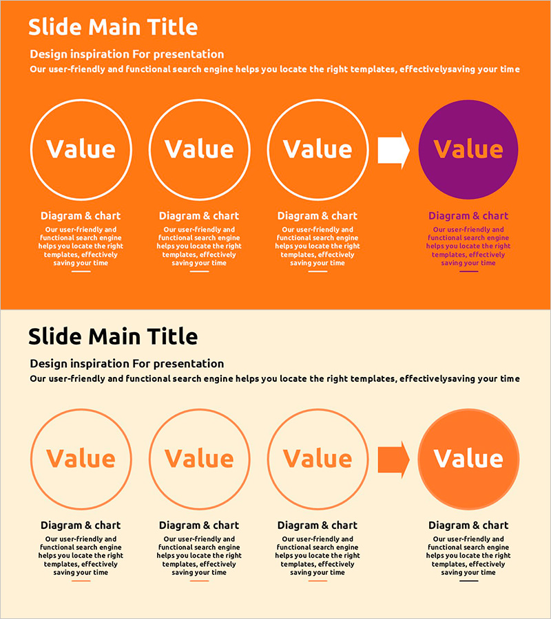 컬러 테마 템플릿 다이어그램 – 사업 전략을 시각화