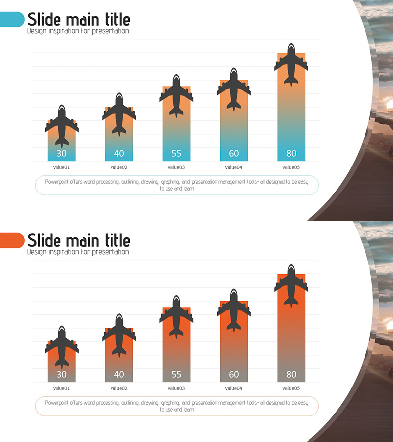 비행기 막대그래프 – 시장 경쟁 분석