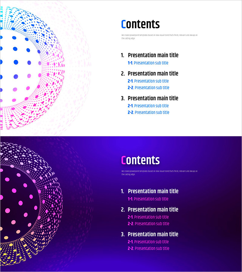 기하학 패턴 와이드 PPT 목차 – 선명함과 혁신