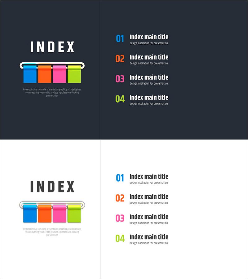4색 인포그래픽 템플릿 목차 – 심플하고 밝은 분위기