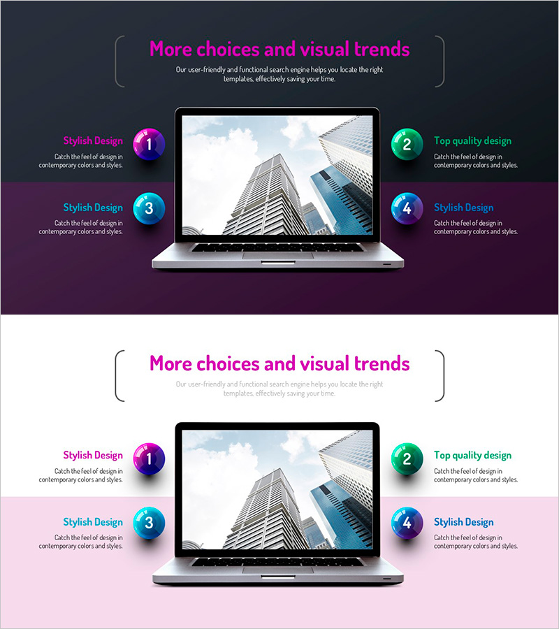 인포그래픽 디자인 와이드 템플릿 – 비즈니스 효과 강조