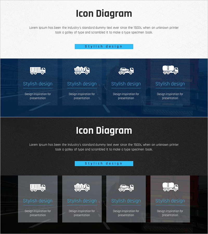운송 서비스 소개 – 스타일리시한 아이콘 다이어그램