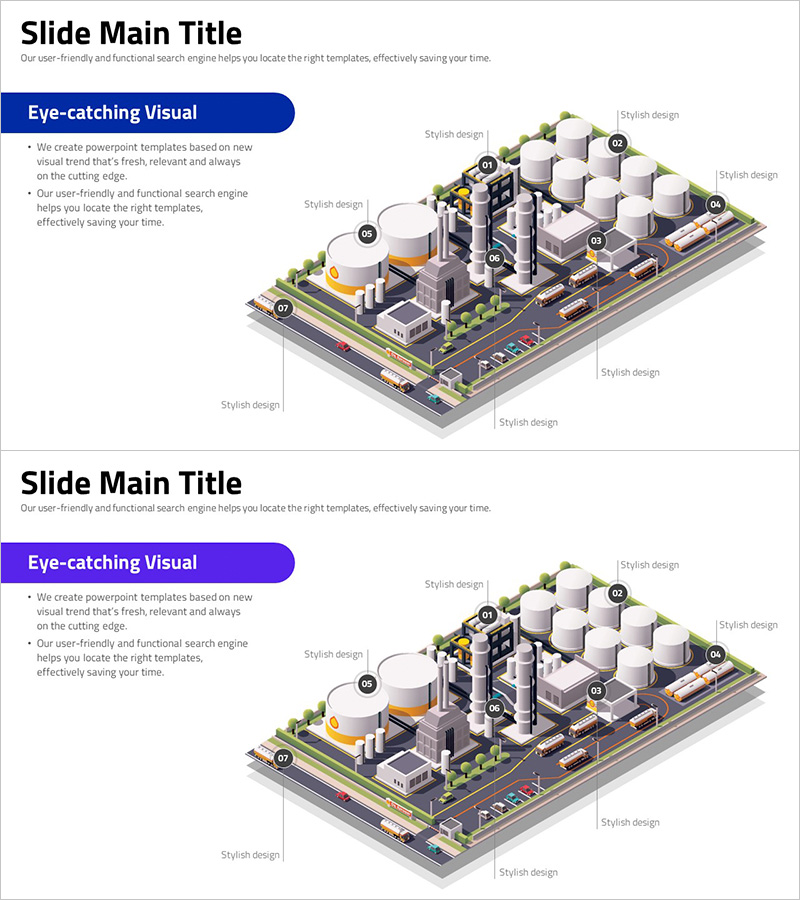 주요 산업 시설 시각화를 위한 인포그래픽 슬라이드