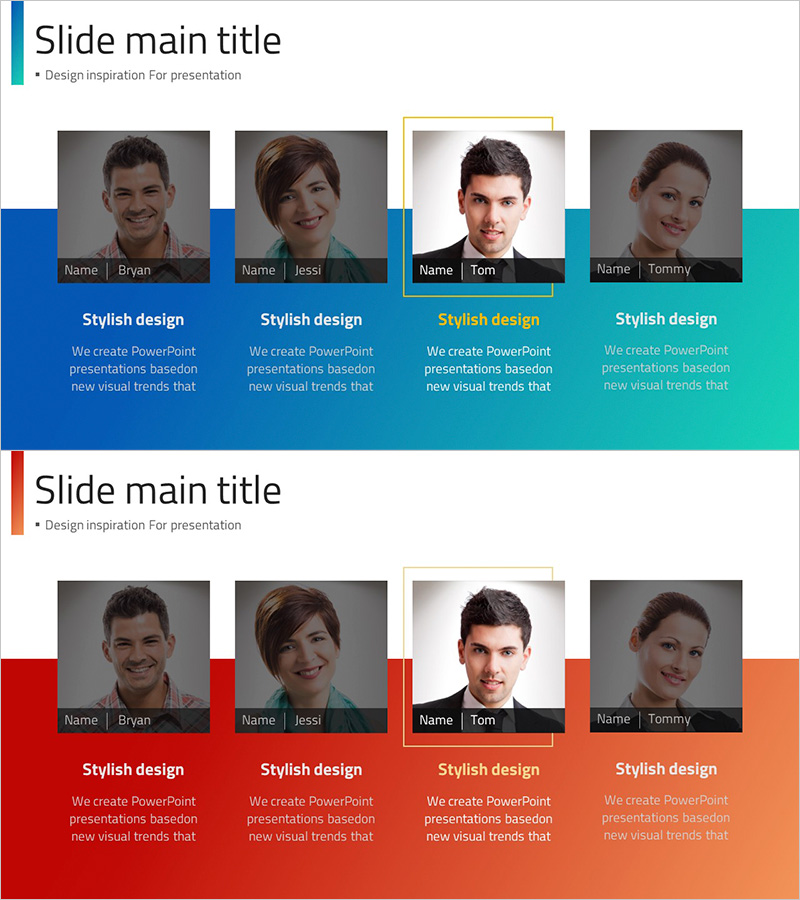 스타일리시한 디자인의 팀 소개 슬라이드