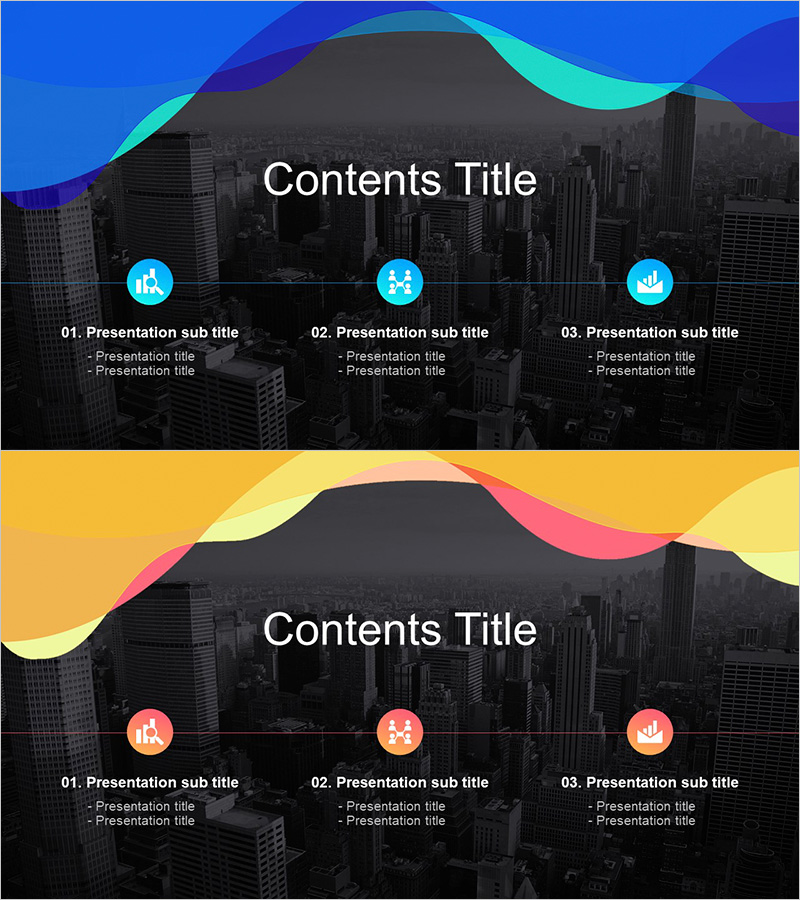 도시 금융 비즈니스 물결 템플릿 목차 – 현대적이고 매력적인 프레젠테이션