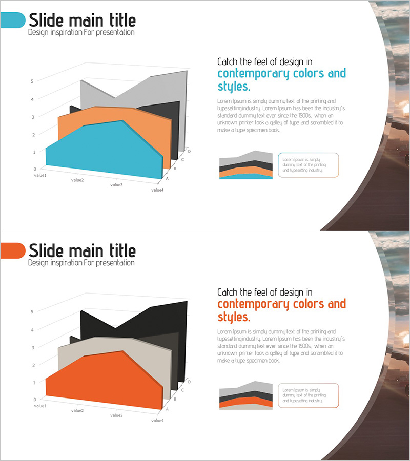 3D 영역형 그래프 – 시장 분석 및 경쟁 우위