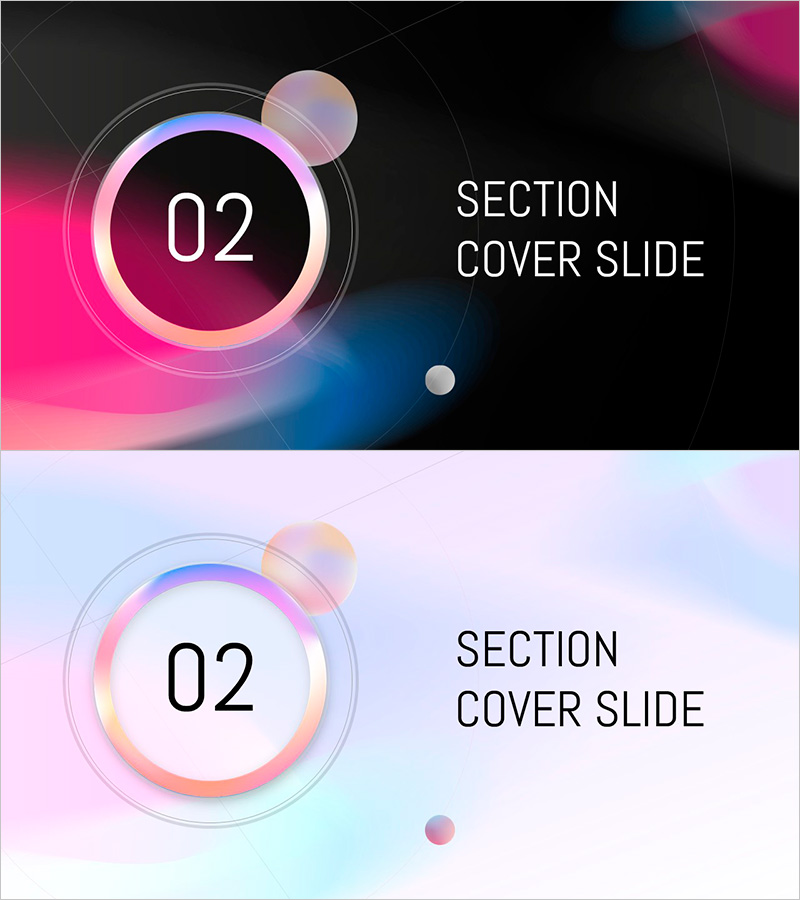 원형 그라데이션 와이드 템플릿 간지2 – 섹션 커버 슬라이드