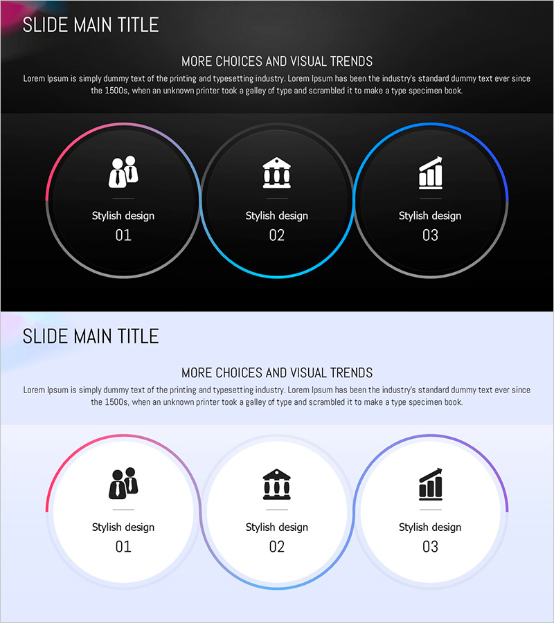 원형 그라데이션 다이어그램으로 사업 목표 시각화 – 사업전략의 연결