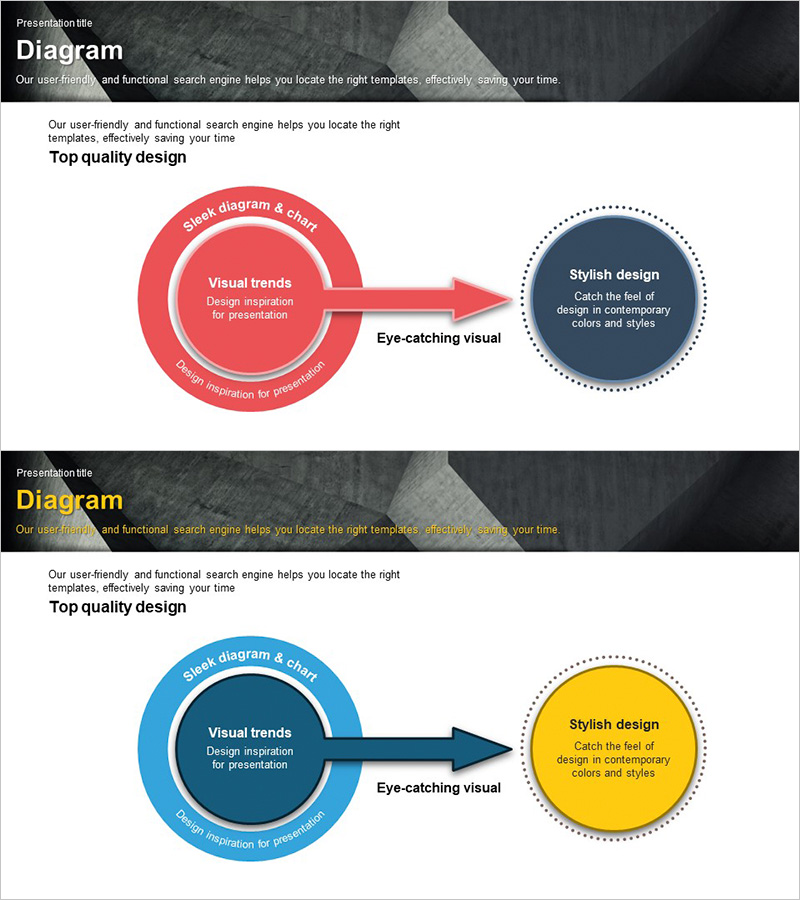 모던 테마 마케팅목표 다이어그램 - 전략적 흐름 지원