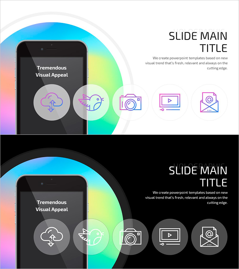 홀로그램 와이드 PPT 목업3 – 혁신적인 제품 소개