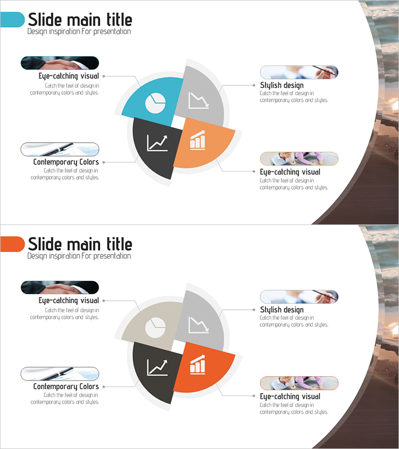 회사 주식 분석 다이어그램 – 프레젠테이션을 위한 스타일리시한 디자인