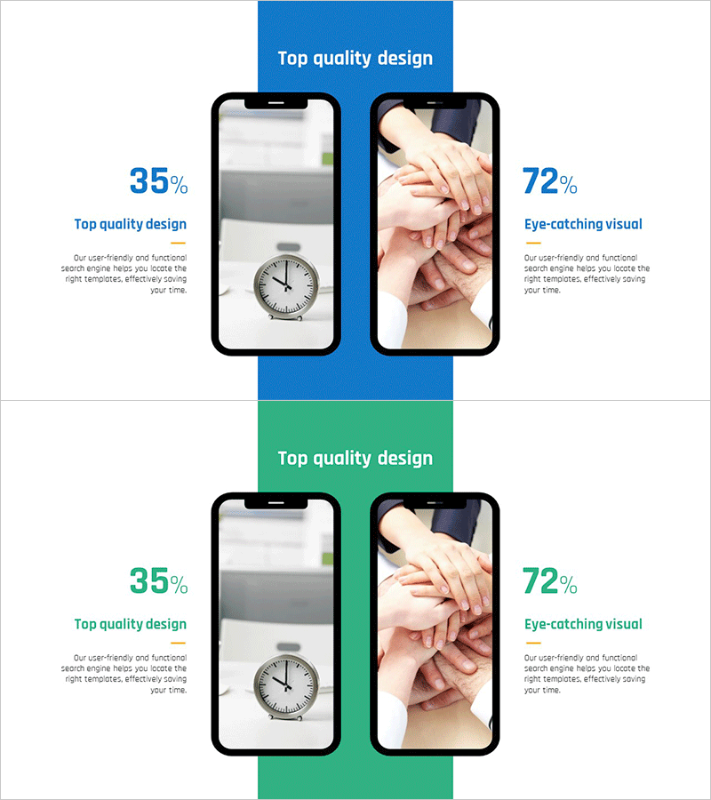 비교 분석 핸드폰 목업 그래프 – 시장 경쟁 우위