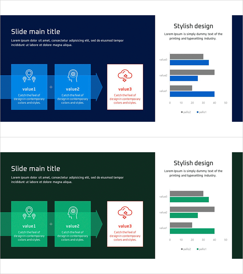 AI 사업 차별화 전략 슬라이드 - 디자인과 데이터의 완벽 조화