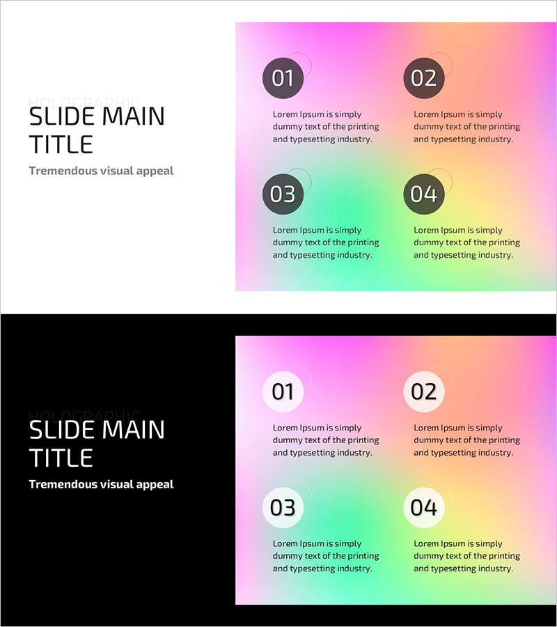 홀로그램 와이드 PPT 번호 & 텍스트 – 시각적 매력을 강조한 디자인