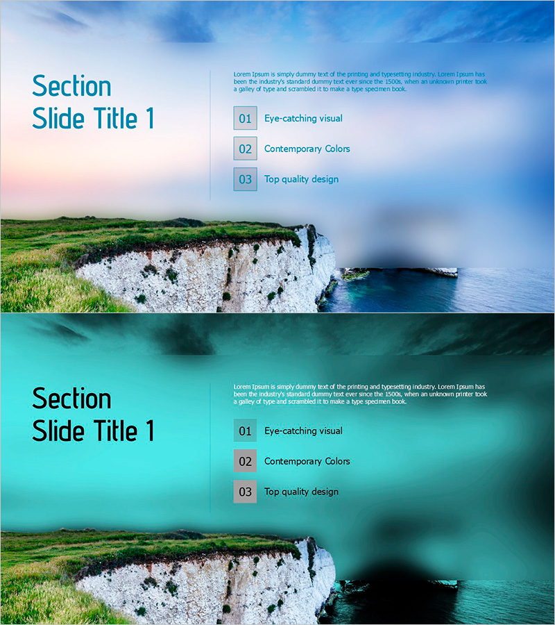 비주얼 강조를 통한 섹션 슬라이드 템플릿 – 현대적 디자인