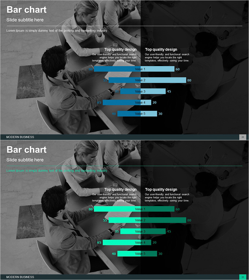 비즈니스 분석 쌍가로막대 그래프