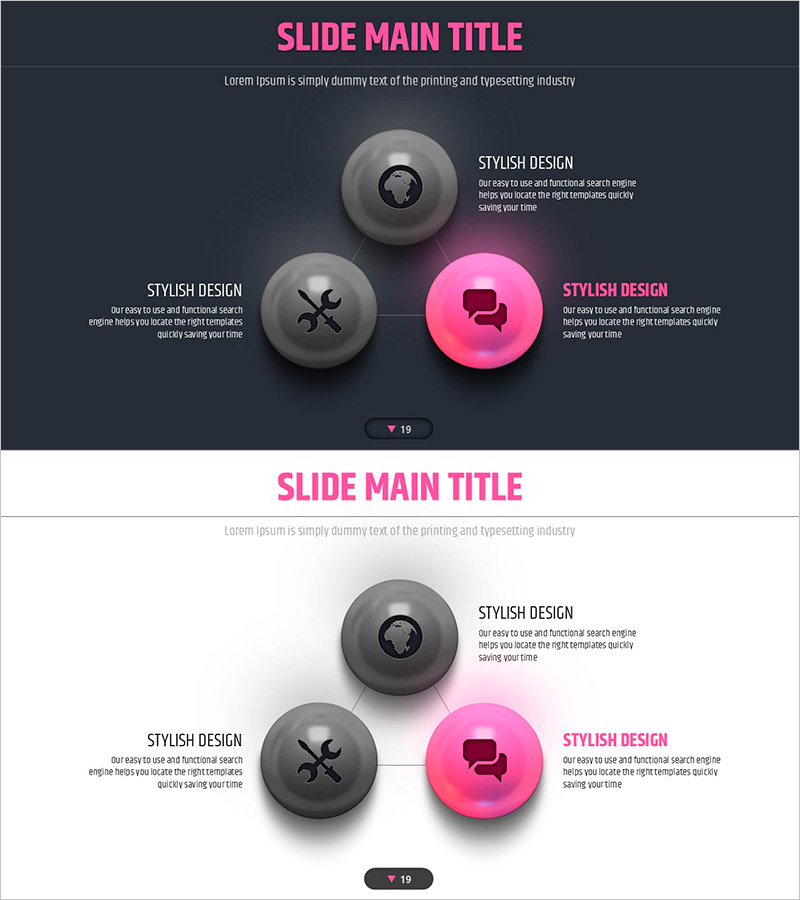 4색 인포그래픽 슬라이드 - 사업비전 및 전략 소개
