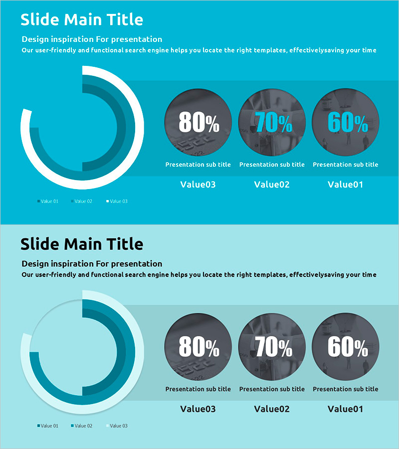 컬러 테마 템플릿 도넛차트 – 회사 성과 시각화