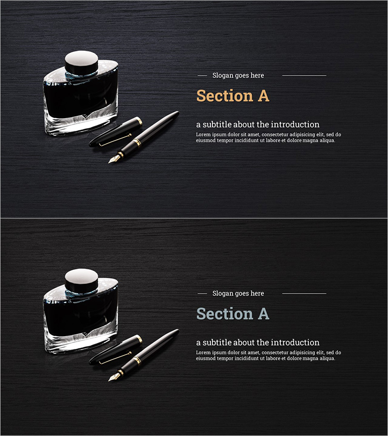 고급 만년필 템플릿 간지 - 세련된 프레젠테이션