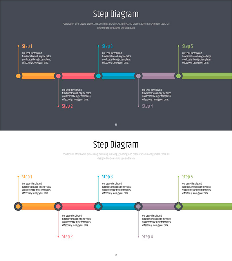 심플 PPT 와이드 템플릿 다이어그램 – 운영계획 및 업무 프로세스 시각화