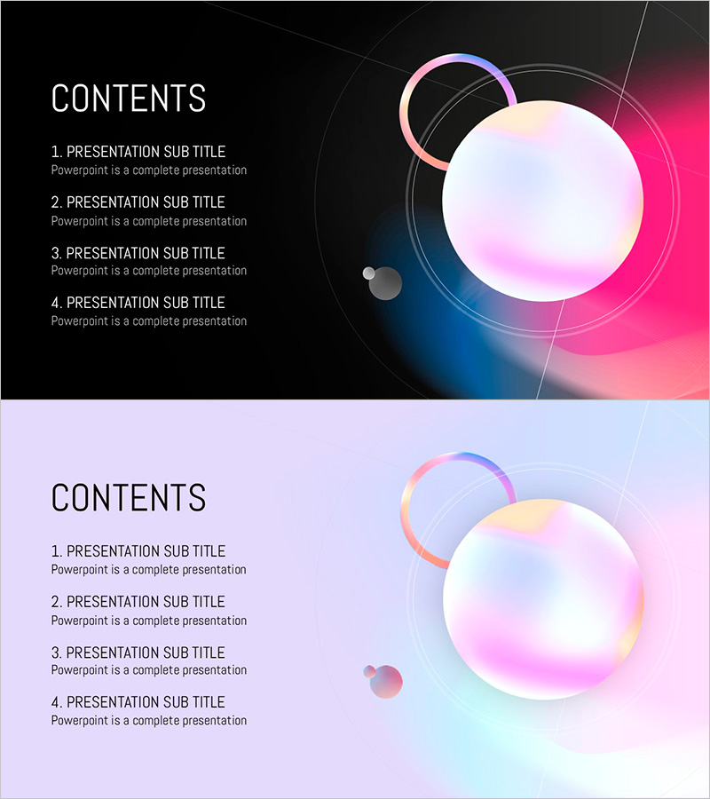 원형 그라데이션 와이드 템플릿 목차