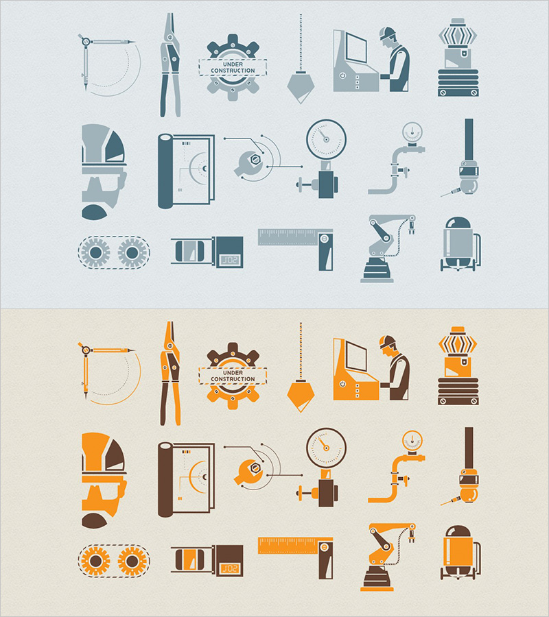 건설 및 엔지니어링 아이콘 모음 – 전문성과 혁신