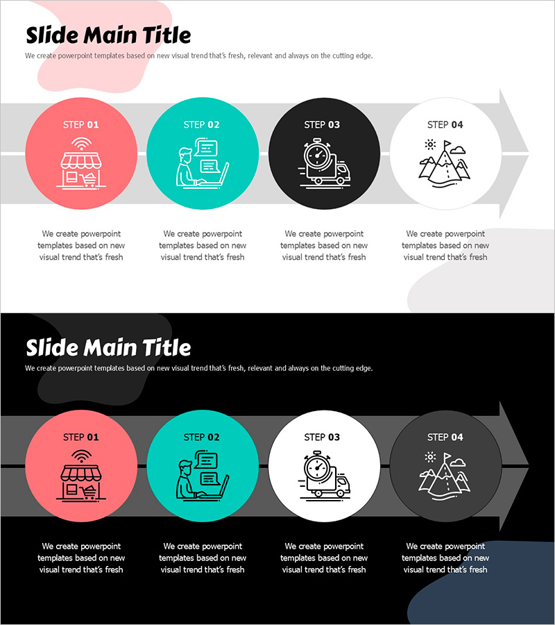 봄 파스텔 와이드 파워포인트 템플릿 흐름 다이어그램