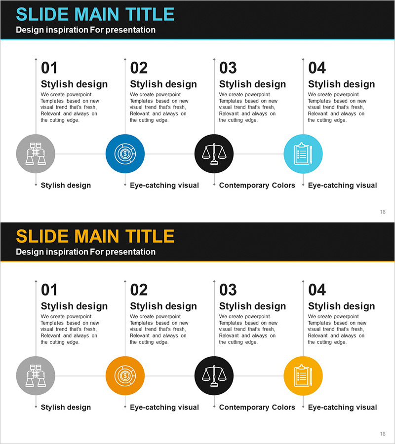 금융비즈니스 프로세스 단계를 시각화한 다이어그램 슬라이드 템플릿