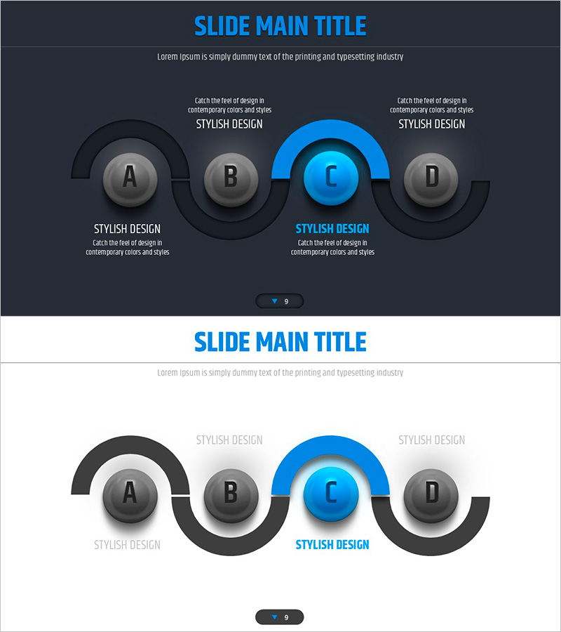 4색 인포그래픽 흐름 선형 다이어그램 – 사업 추진 전략을 시각화