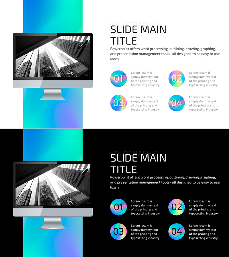 홀로그램 와이드 PPT 목업 – 제품/서비스 소개