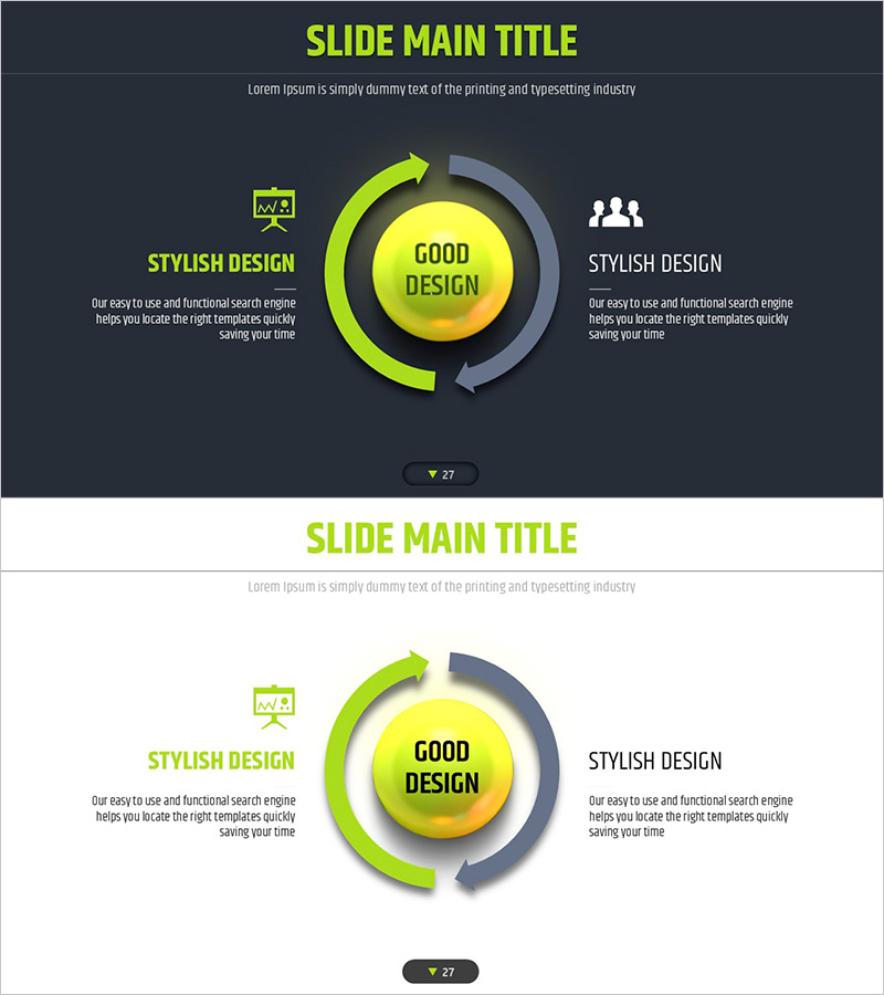 4색 화살표 다이어그램으로 사업 전략을 시각화