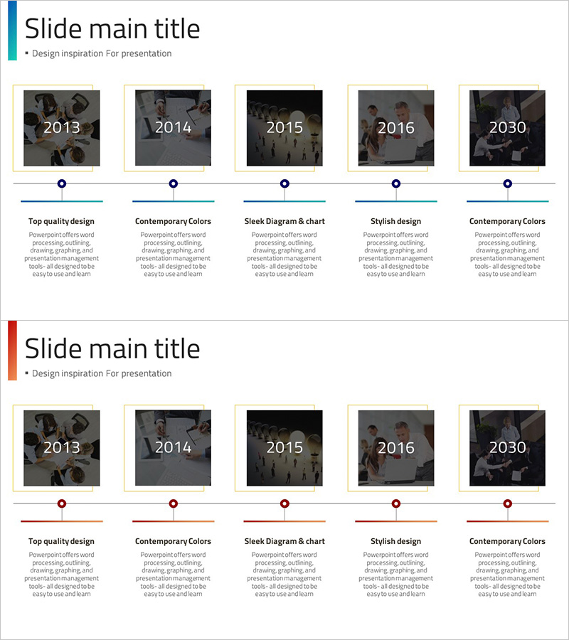 연도별 발표 내용을 시각화한 다이어그램 슬라이드