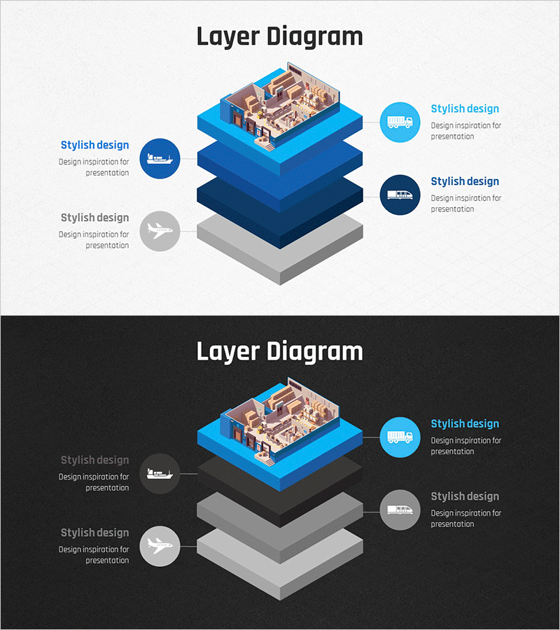 운송 서비스 층상 구성도 PPT 템플릿