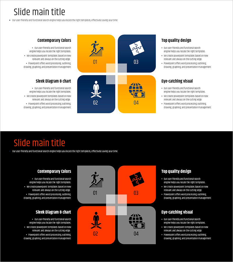 타이포 그라피 와이드 템플릿 다이어그램3 – 사업 추진 전략 시각화