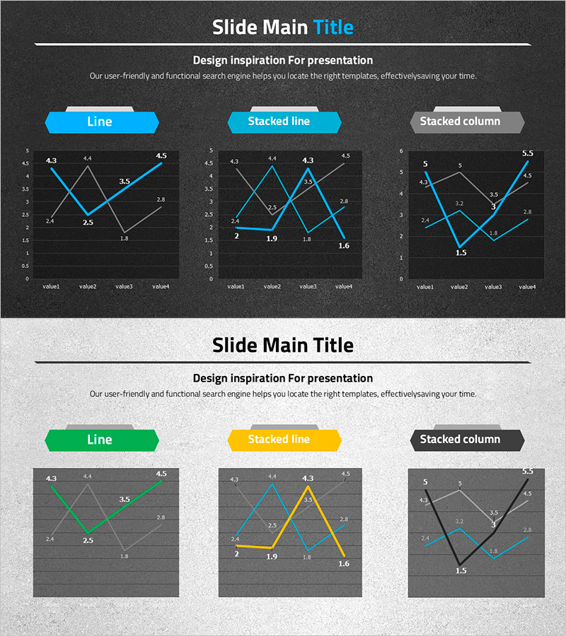 자동차 와이드 템플릿 꺾은선 그래프2 – 시장 분석과 경쟁사 비교