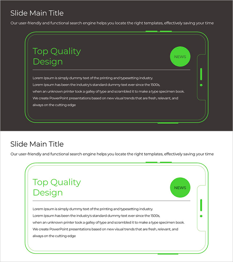 그린&그레이 와이드 템플릿 목업 – 시장 분석용