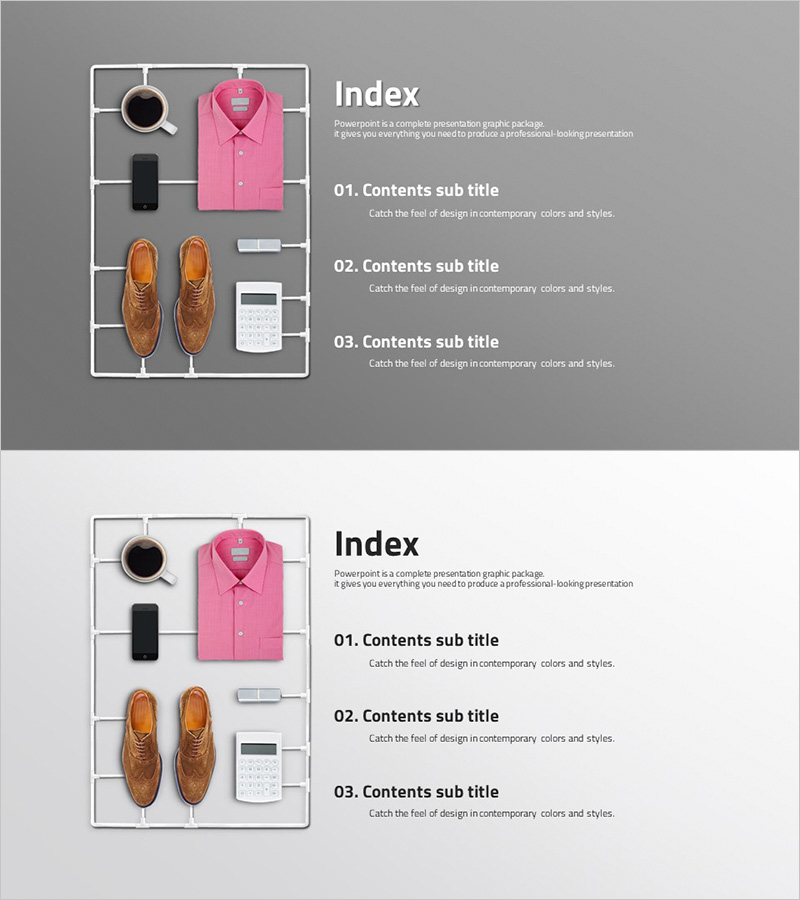 비즈니스 워크 템플릿 목차 – 세련된 디자인을 가진 프레젠테이션